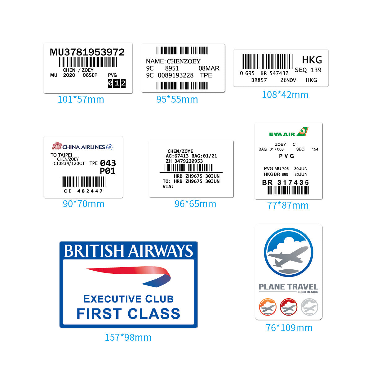 30 Pieces Boarding pass Airline ticket Stickers (Mixed)
