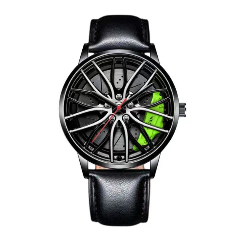 Fashion Men Sports Watches 3d Car Wheel Stainless Steel Band Wrist Watch Men's Quartz Watch