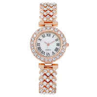Thumbnail for Fashionable Diamond Embedded round Dial Roman Numerals Ladies Watch Bracelet