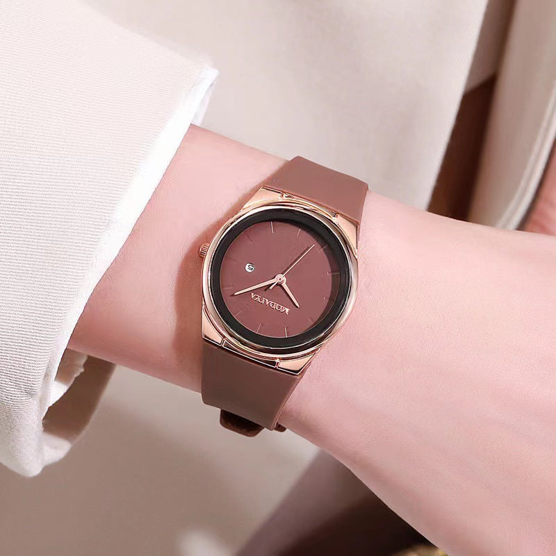 Pure Color Silicone Strap Calendar  Quality Women's Watch