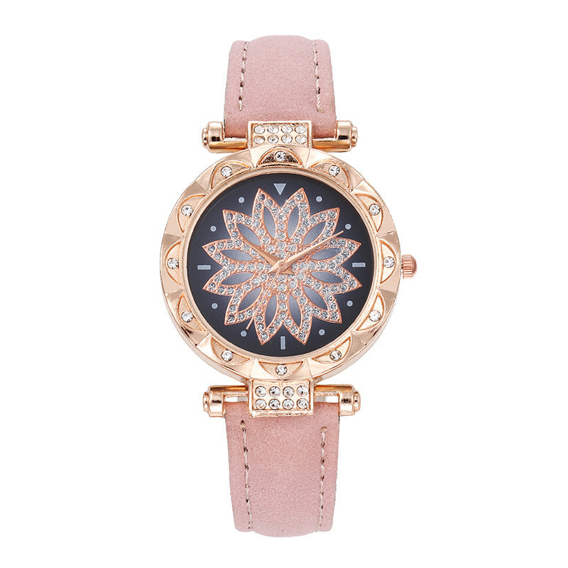 Casual Fashion Quartz Women Watch Flower Shape Stainless Steel Alloy  Case Ladies Handwatch
