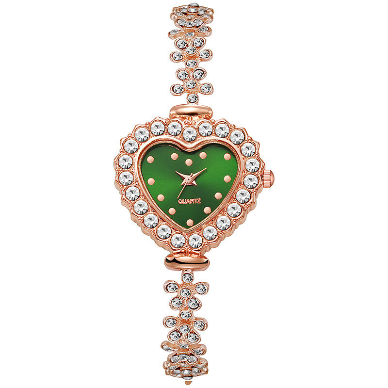Fashion Women Watches Luxury Rhinestone Heart Dial Quartz Watch Ladies Bracelet Wristwatches