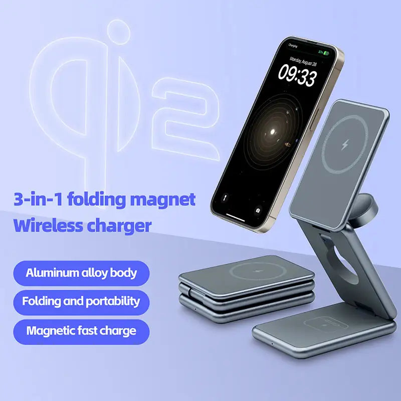 Adjustable 3 in 1 Charging Holder for Phone Watch Earphone Wireless aviation design on durable build car accessory.