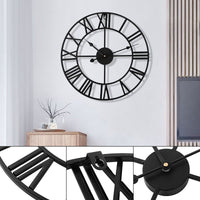 Thumbnail for Modern 3D Retro Black Iron Hollow Wall Roman Numerals Clock