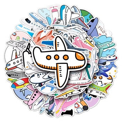 50 Pieces Cartoon Planes Stickers (Mixed)