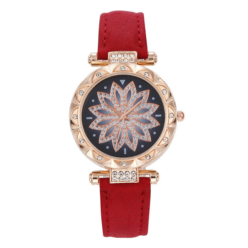 Casual Fashion Quartz Women Watch Flower Shape Stainless Steel Alloy  Case Ladies Handwatch