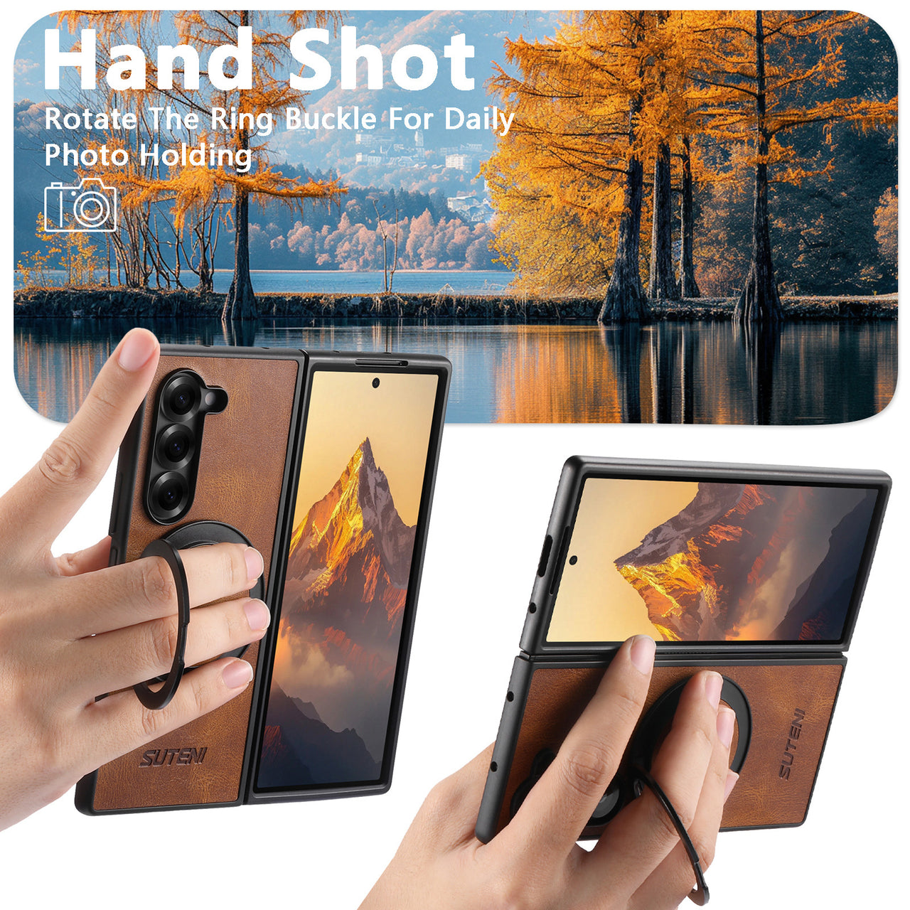 Luxury Magnetic Ring Stand Case for Samsung Galaxy Z Fold 7/6/5