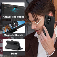 Thumbnail for Faux Leather Flip Case with Card Holder, Stand and Magnetic Button for Samsung Galaxy S25 Ultra
