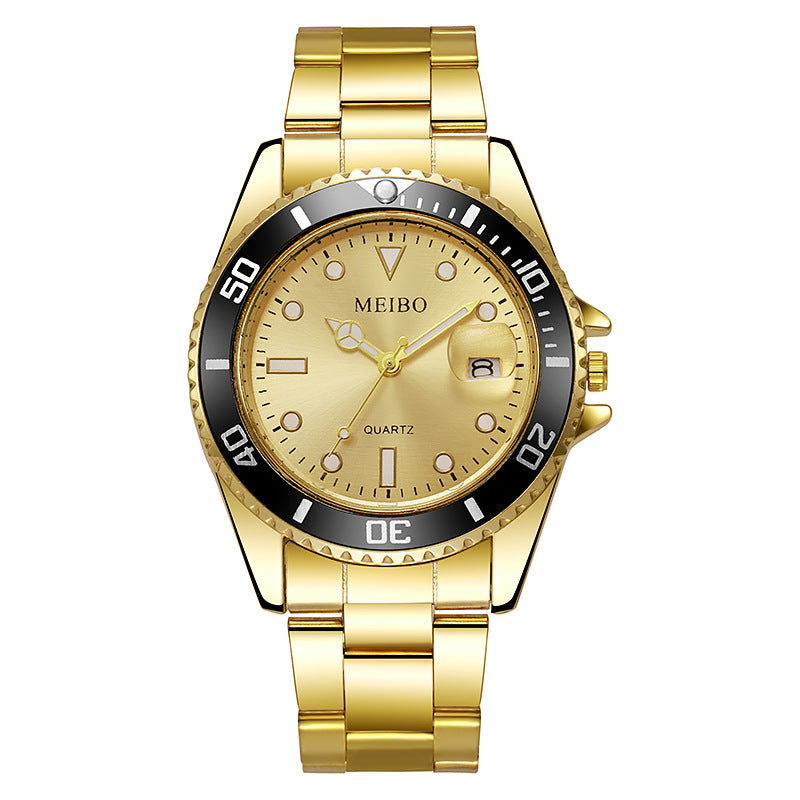 Business Men's Quartz Watch Steel Belt Calendar Multifunctional Male Wristwatch