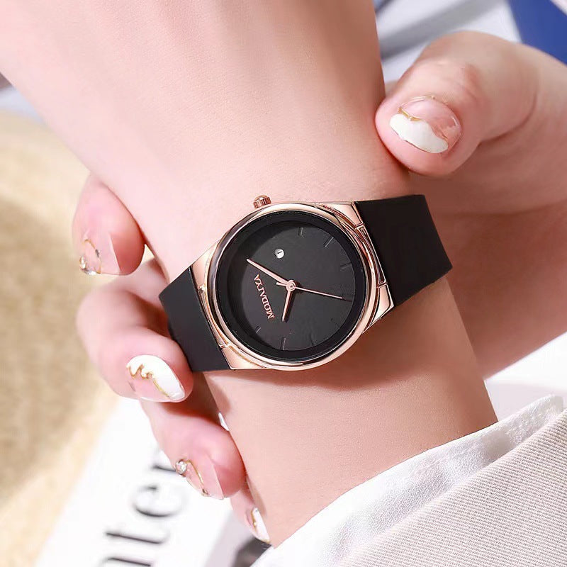 Pure Color Silicone Strap Calendar  Quality Women's Watch