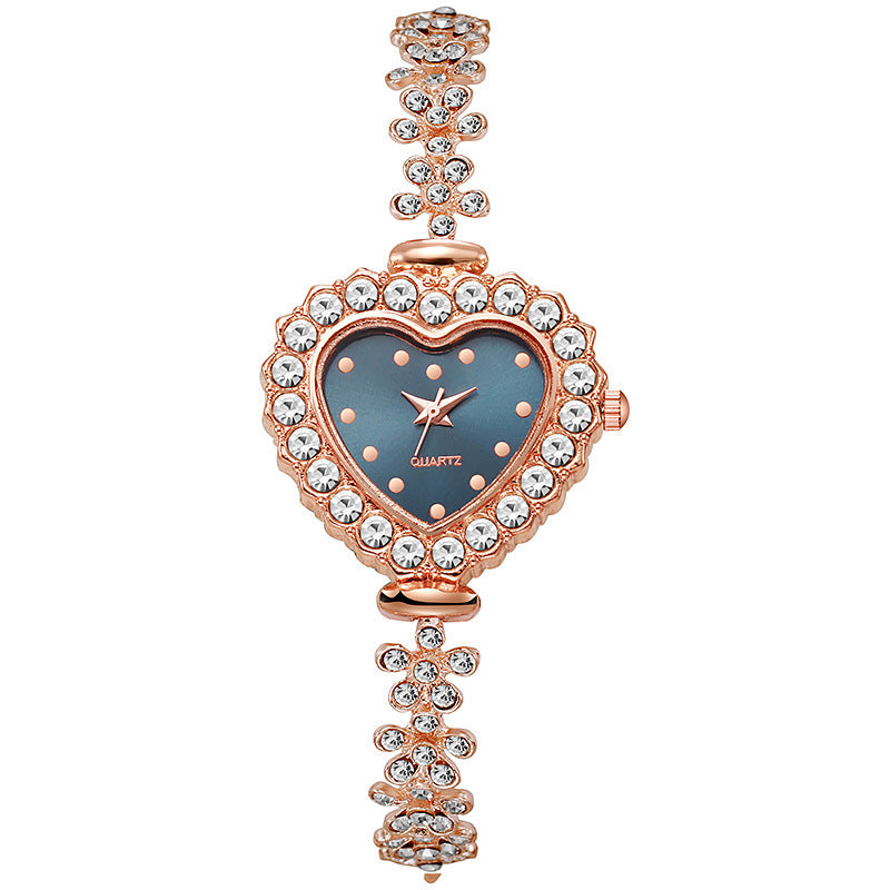 Fashion Women Watches Luxury Rhinestone Heart Dial Quartz Watch Ladies Bracelet Wristwatches