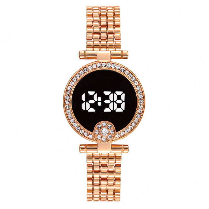 LED Watch Unisex Electronic Wristwatch Diamond Embedded Quartz Wristwatch