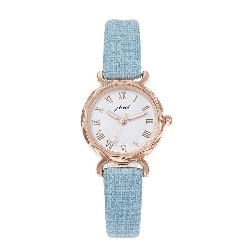Roman Scale Quartz Watch Simple Casual Women's Style Easy to Match Diamond Pattern College Wind Small Dial Fashionable Belt
