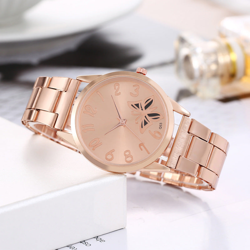 Fashion Simple Ladies Quartz Watch Butterfly Dial Steel Belt Women's Watch Elegant Minimalist Timepie