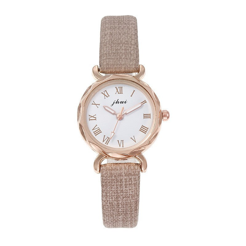 Roman Scale Quartz Watch Simple Casual Women's Style Easy to Match Diamond Pattern College Wind Small Dial Fashionable Belt