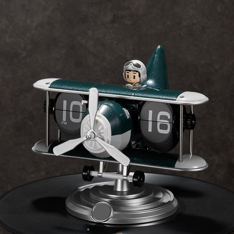 Retro Airplane Style Battery Powered Silent Desk Alarm Clock