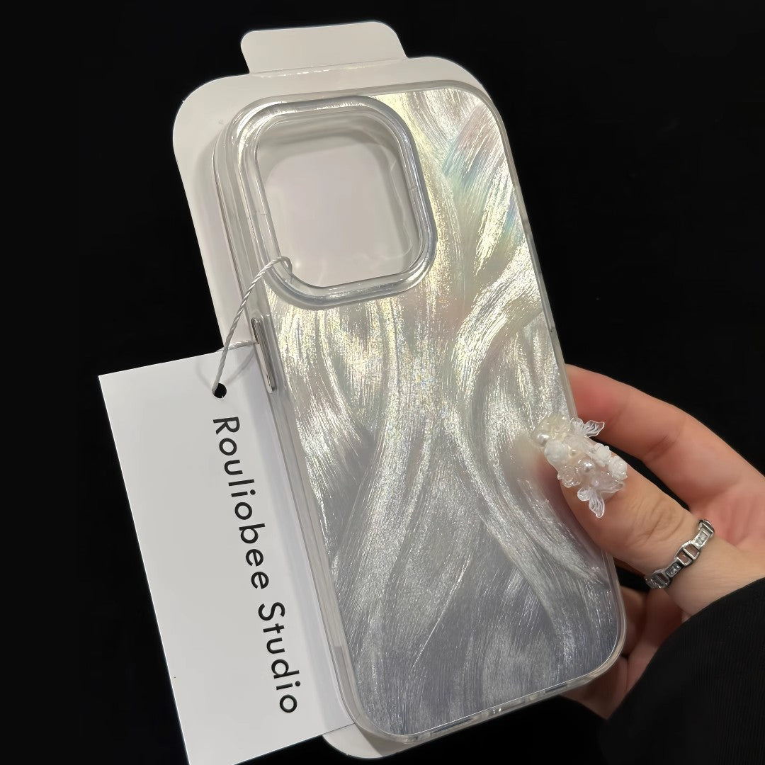 Gradient Laser Feather Yarn Protective iPhone Case