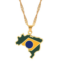 Thumbnail for Brazil Map Flag Necklace