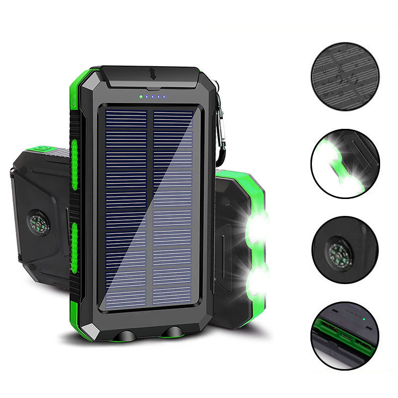 20000mAh Solar Power Bank: Dual USB, 2 LED Flashlight (Outdoor/iPhone)Power Banks