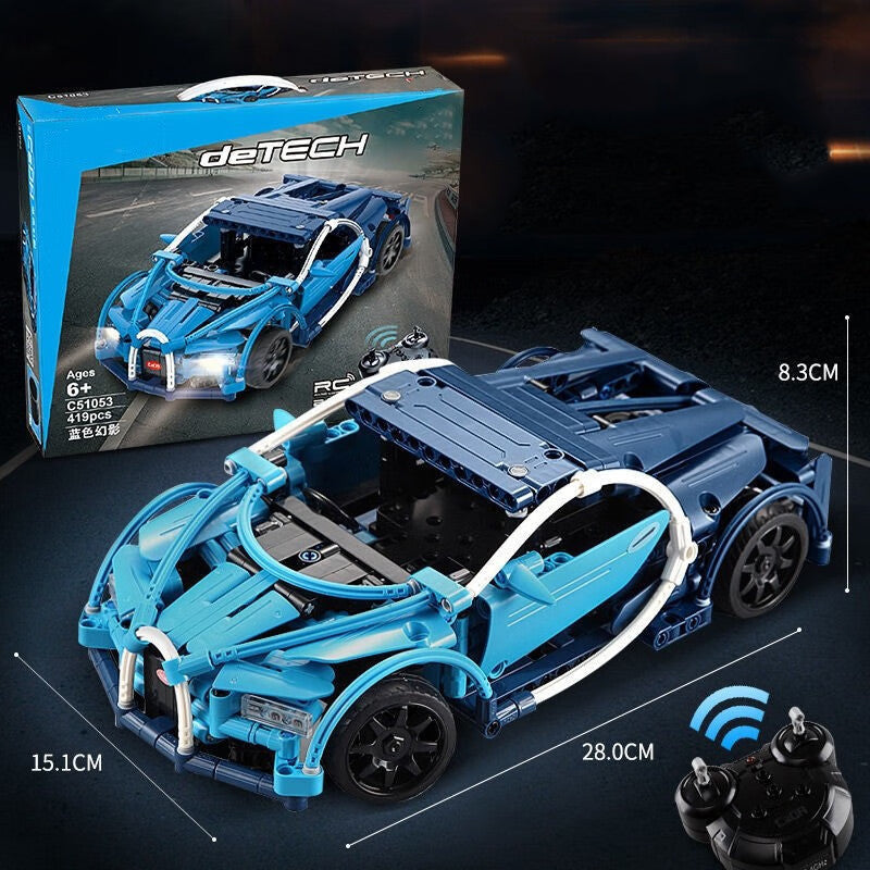 419Pcs Blue Porsche sports car For RC Building Blocks Car Model