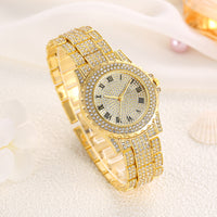 Thumbnail for Fashionable Ladies Quartz Watch Set with Diamonds Roman Dial round Versatile Watch