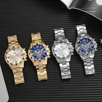 Thumbnail for Luxury Quartz Watch Classic Business Men Wristwatch Large Dial Alloy Steel Strip Blue Light Men's Quartz Watch