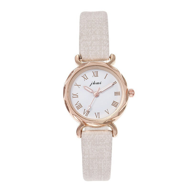 Roman Scale Quartz Watch Simple Casual Women's Style Easy to Match Diamond Pattern College Wind Small Dial Fashionable Belt