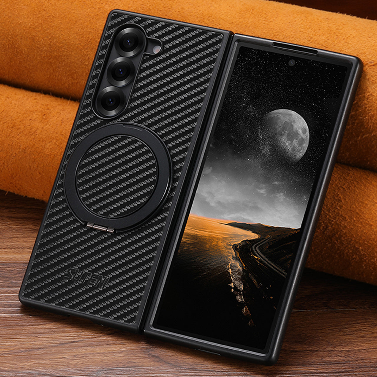 Carbon Fiber Magnetic Ring Bracket Case for Samsung Galaxy Z Fold 7/6/5