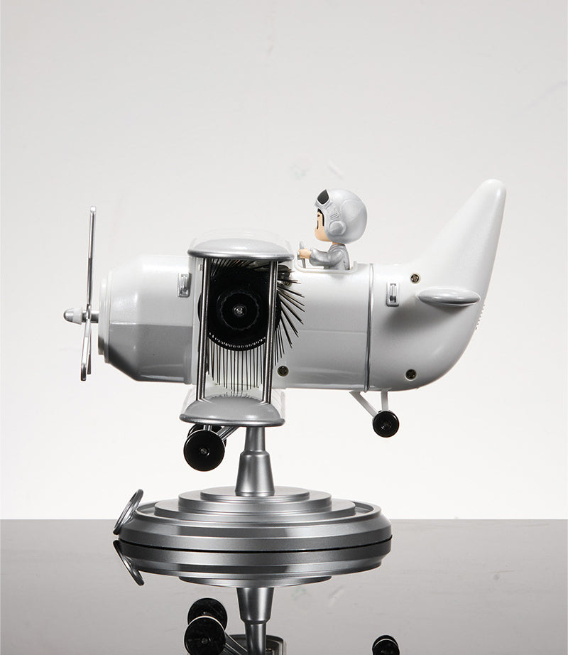 Retro Airplane Style Battery Powered Silent Desk Alarm Clock