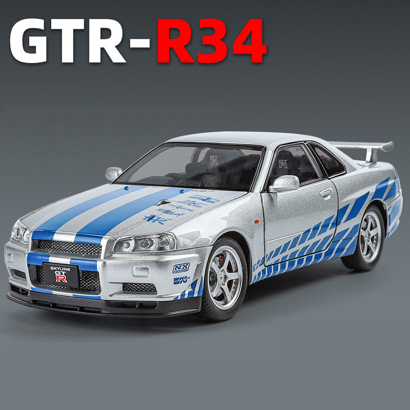 1:24 Nissan Skyline Ares GTR R34 Alloy Sports Car Model Diecasts Metal Racing Car Vehicles Model Sound and Light