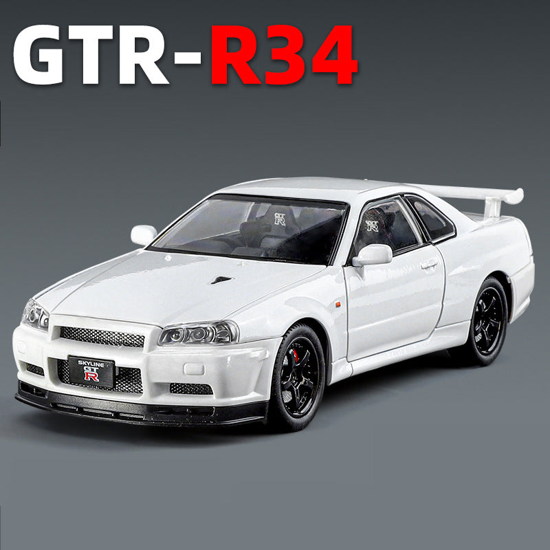 1:24 Nissan Skyline Ares GTR R34 Alloy Sports Car Model Diecasts Metal Racing Car Vehicles Model Sound and Light