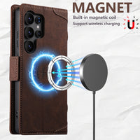 Thumbnail for Faux Leather Flip Case with Card Holder, Stand and Magnetic Button for Samsung Galaxy S25 Ultra