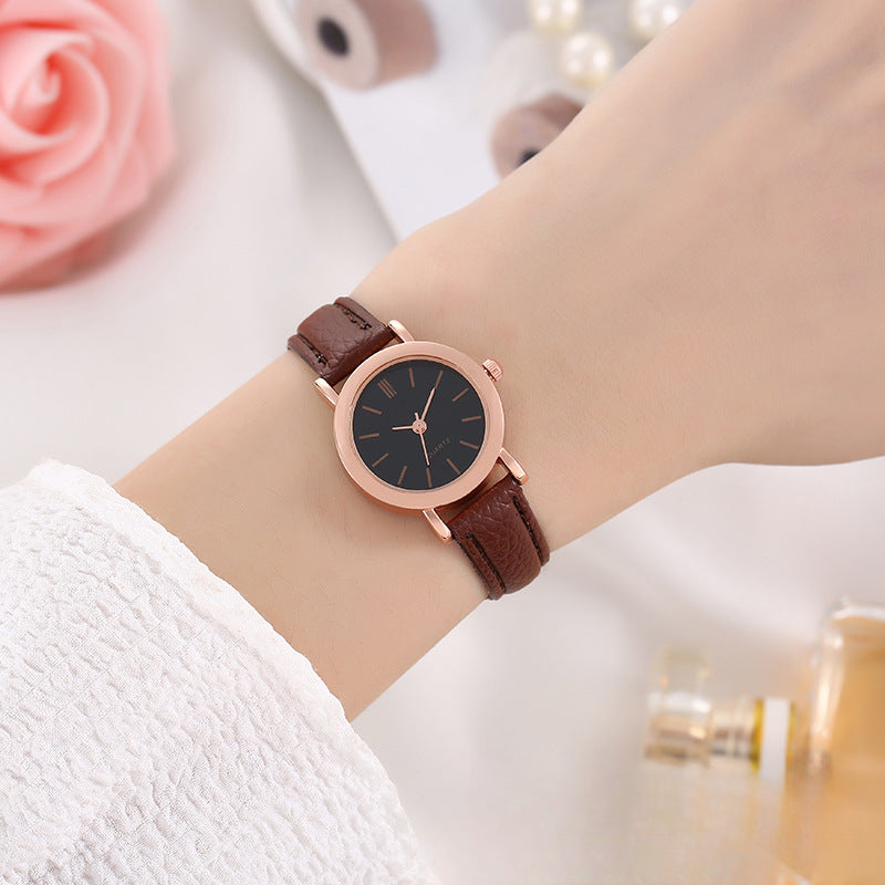 Fashionable Round Quartz Watch Simple And Versatile Ladies' Watch