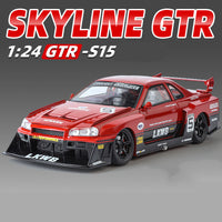 Thumbnail for 1:24 Scale GTR R34 Wide Body Alloy Model Decorate Sports Car With LED Lights Engine Sound Effects Diecast