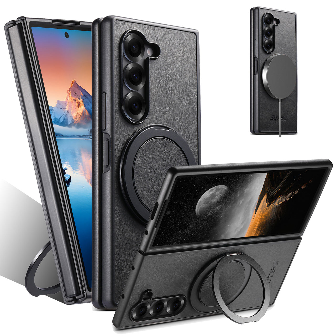 Luxury Magnetic Ring Stand Case for Samsung Galaxy Z Fold 7/6/5