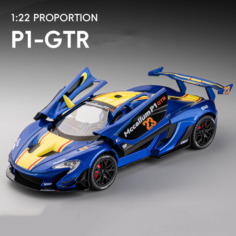 1: 22 Mccallum P1 GTR Alloy Car Model High Simulation Diecasts Toy With Sound and Light Pull Back Vehicles Decoration Toys