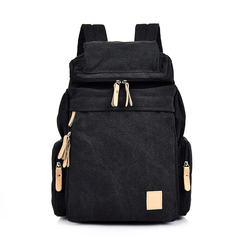 Aviator Vintage Canvas Backpack for Flight Crew Travel in black