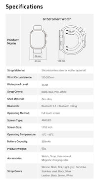 Thumbnail for GTS8 Smart Watch 3ATM Waterproof Amoled bluetooth SmartWatch