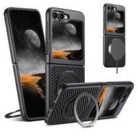 Thumbnail for Mobile Phone Case Magnet Wireless Charging 360° Rotating Stand Faux Leather Ring Buckle For Samsung Galaxy Z Flip 7 6 5