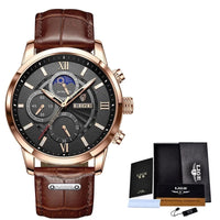 Thumbnail for Top Brand Luxury Brown Leather Casual Quartz Watch Men