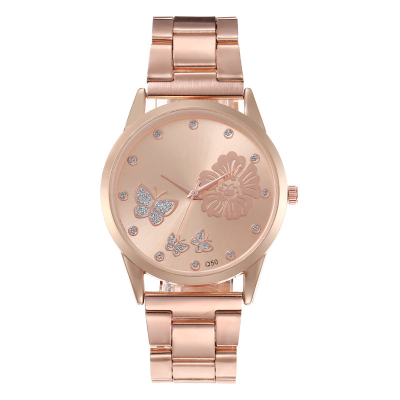 Fashion Simple Ladies Quartz Watch Butterfly Dial Steel Belt Women's Watch Elegant Minimalist Timepie