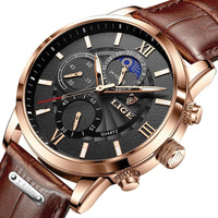 Thumbnail for Top Brand Luxury Brown Leather Casual Quartz Watch Men