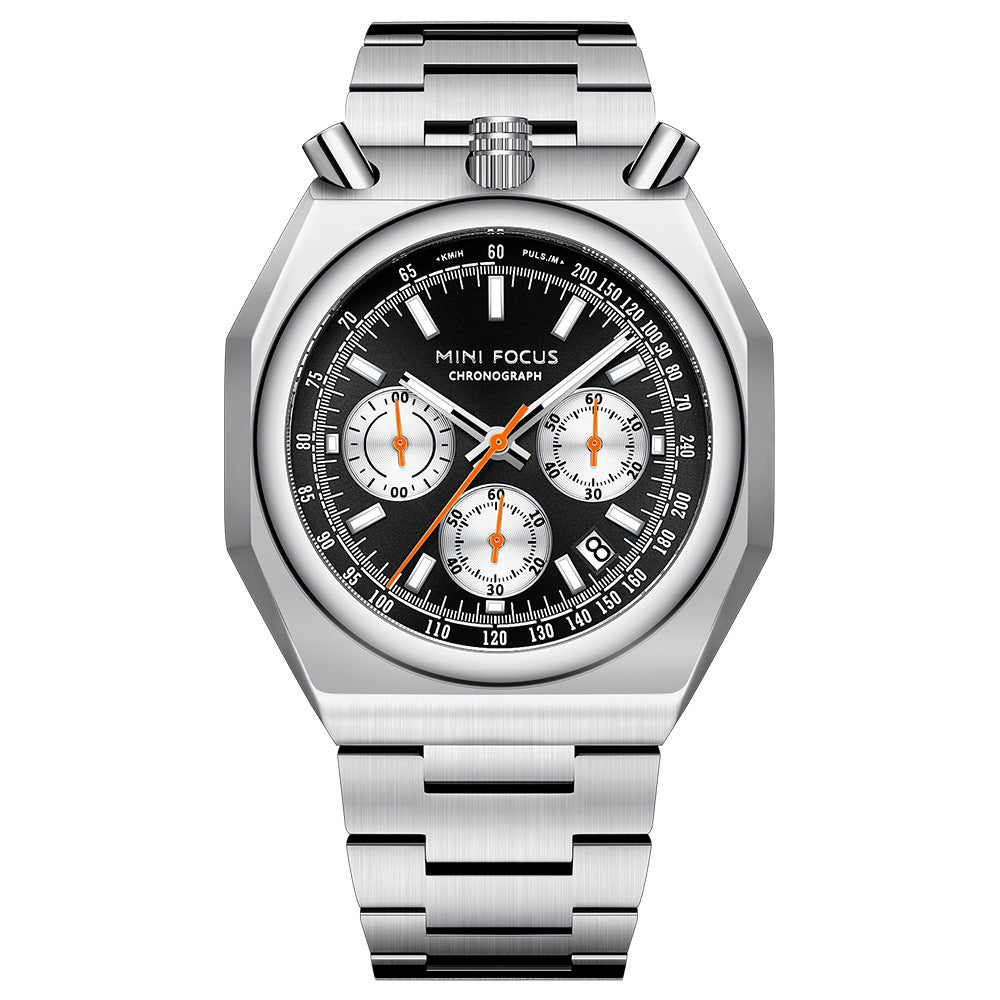 Fashion Multifunctional Quartz Calendar Luminous Stainless Mens Watches