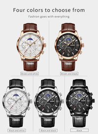 Thumbnail for Top Brand Luxury Brown Leather Casual Quartz Watch Men