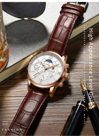 Thumbnail for Top Brand Luxury Brown Leather Casual Quartz Watch Men