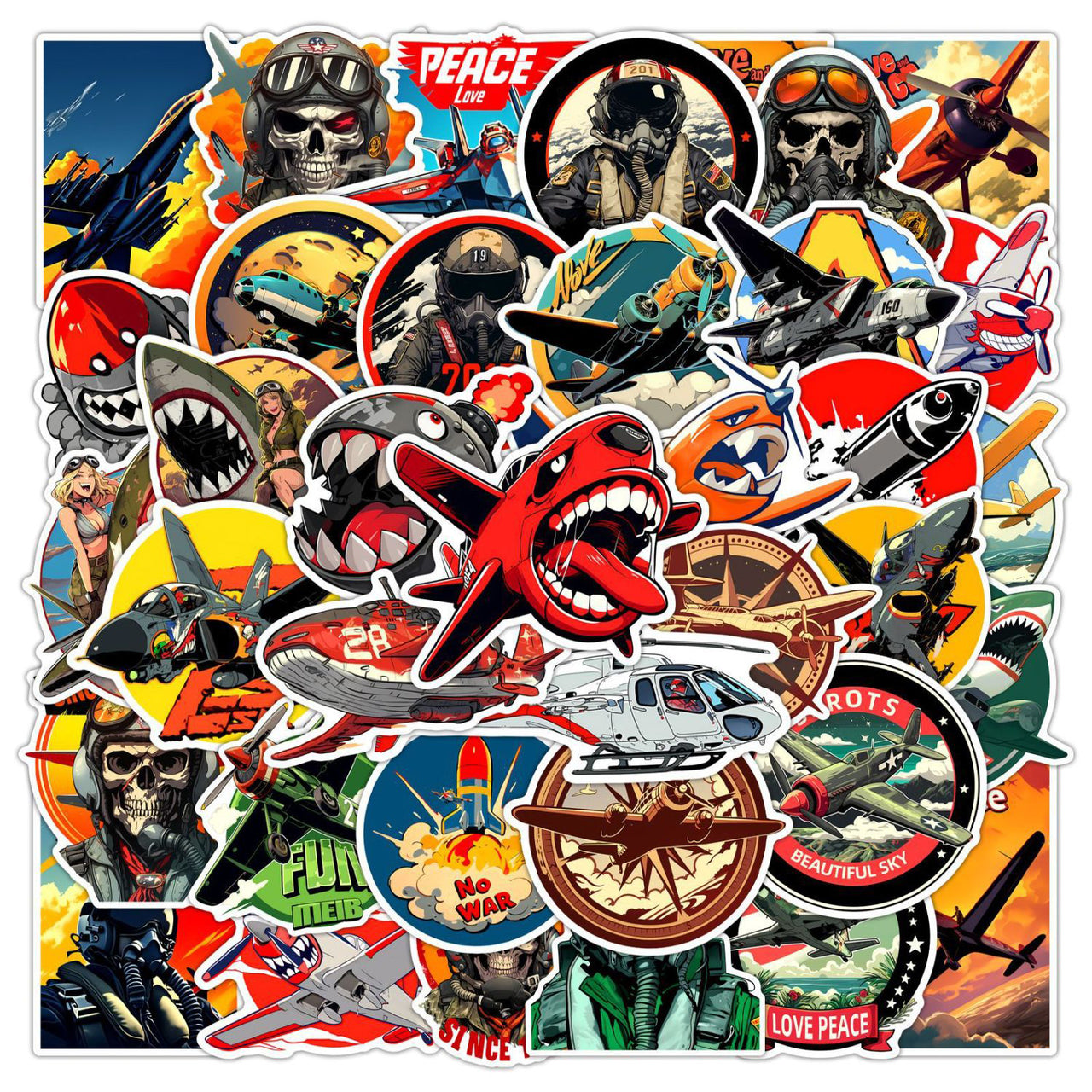 50 Pieces Fighter Military Suit B Stickers (Mixed)