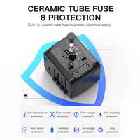Thumbnail for International travel adapter with 2 USB and Type C power adapters for fast charging EU/UK/US/Australia travel plugs