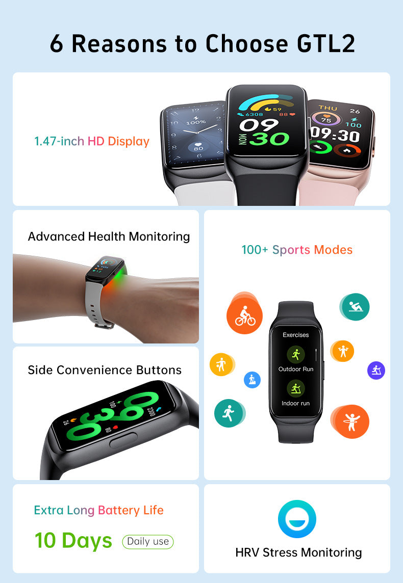 GTL2 Smart Fitness Tracker Bracelet Sport Watch Smart Watch