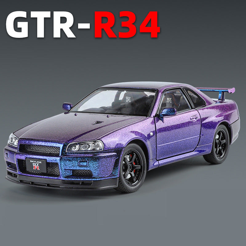 1:24 Nissan Skyline Ares GTR R34 Alloy Sports Car Model Diecasts Metal Racing Car Vehicles Model Sound and Light