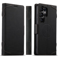 Thumbnail for Faux Leather Flip Case with Card Holder, Stand and Magnetic Button for Samsung Galaxy S25 Ultra